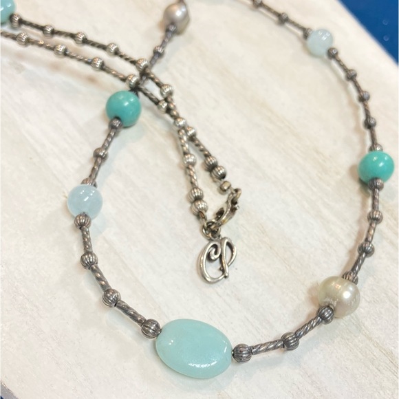 Carolyn Pollack Sterling Silver 34” Southwest Necklace Turquoise Aquamarine - Picture 5 of 6